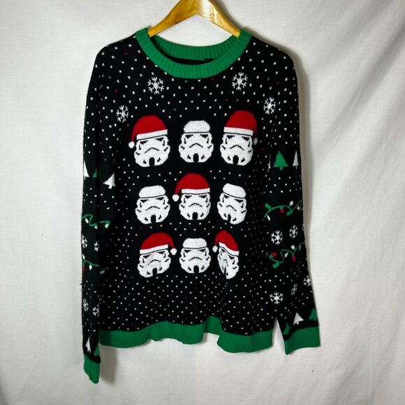 Star Wars Men’s Black Green Storm Trooper Christmas Holiday Pullover Sweater XXL - Picture 3 of 9